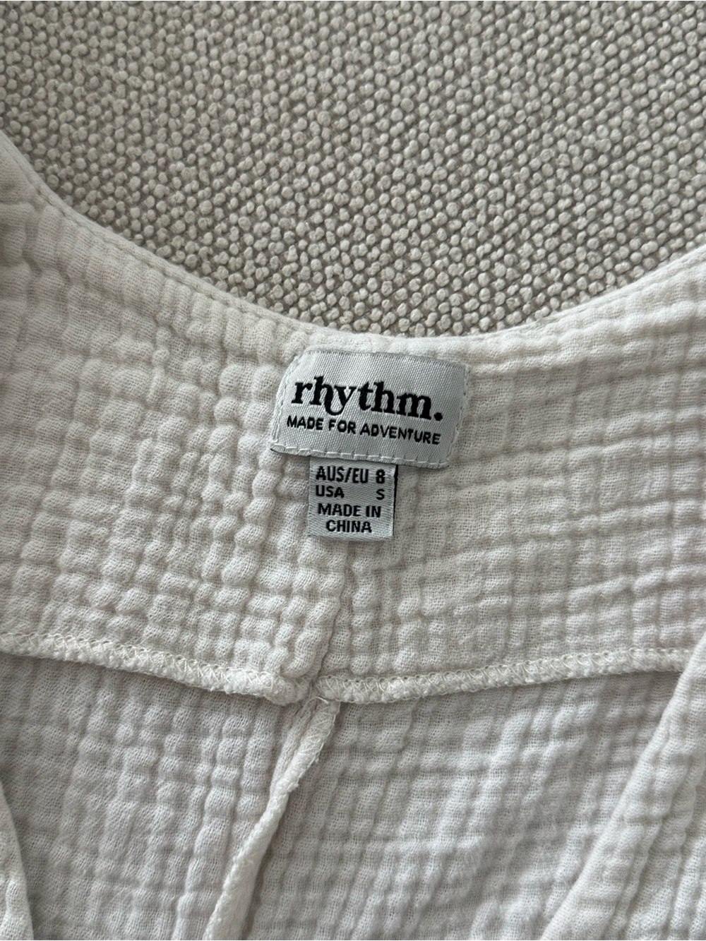 Rhythm Light Cream Soft Cotton Romper with Button Front - Picture 3 of 6